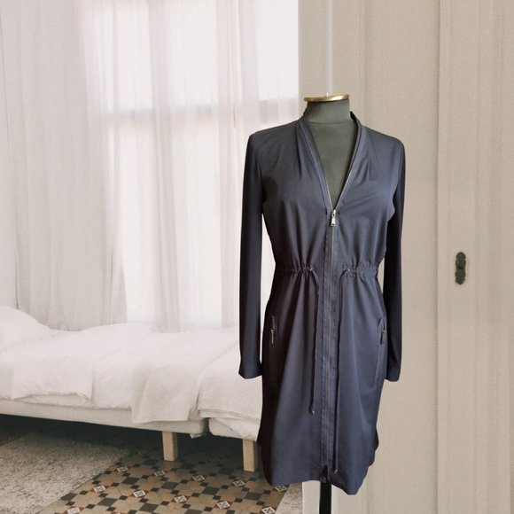 EUC Elie Tahari Navy Blue Dress Coat Cotton Blend Utility Jacket, Size 4 - Picture 1 of 6